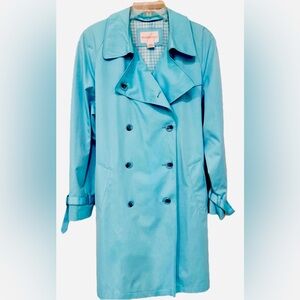 Vintage Worthington Women’s Turquoise Double Breasted Belted Trench Coat. Large.